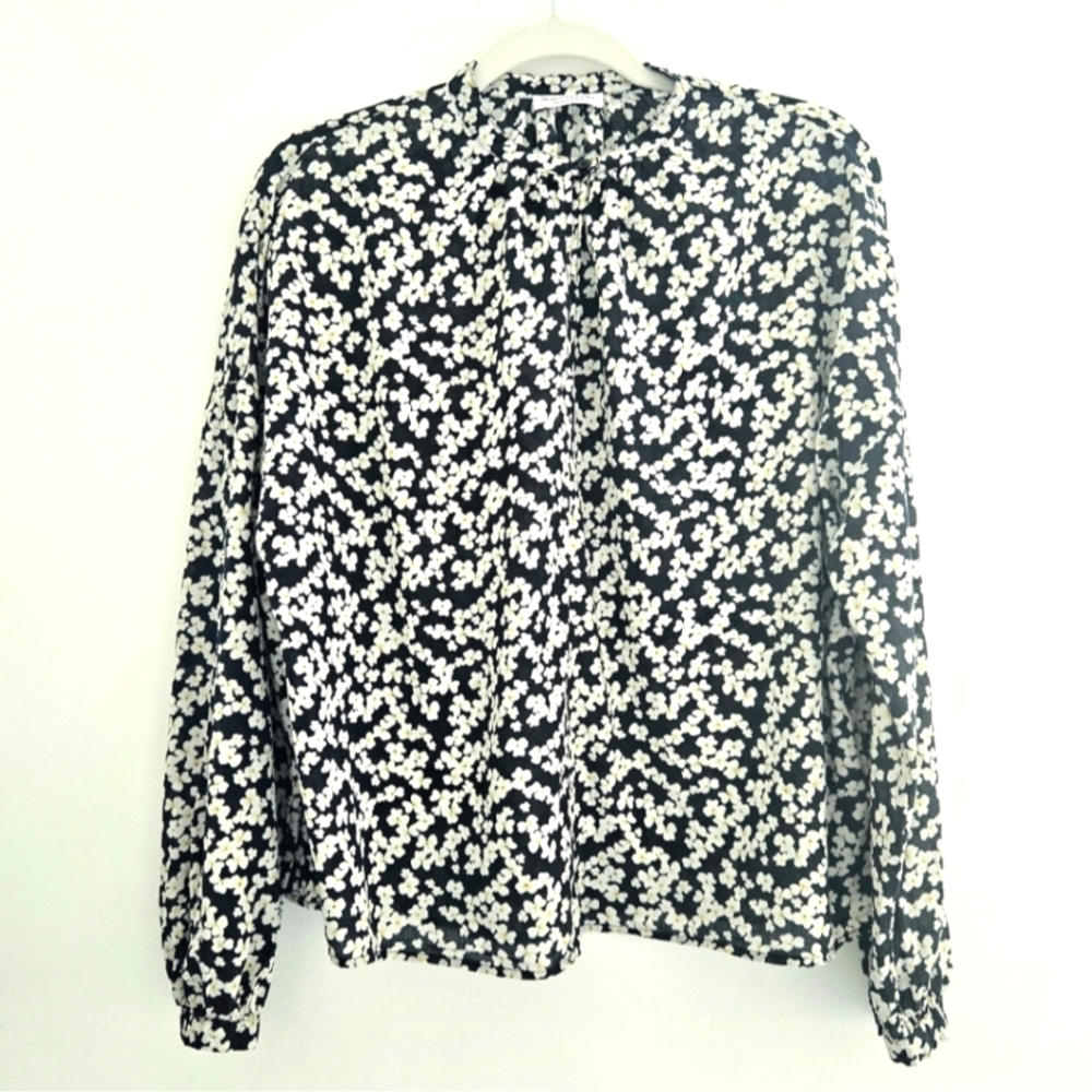 Marc O Polo Stockholm Navy And White Floral Organic Cotton Long Sleeve Blouse